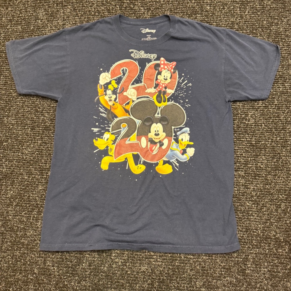 Disney 2020 Mickey Mouse & Friends Navy Blue Graphic T-Shirt Mens Large L
